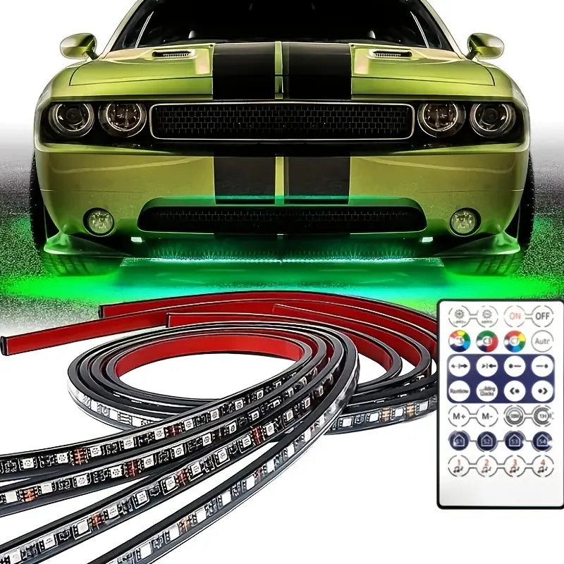 Automotive Undercarriage LED Ambient Car Light Set (4-Pack), 16M Colors, Music Modes, Remote & App Control, Underglow Strips Underbody Light Stripes & Kits for Cars, Pickup Trucks, Car Accessories Lamp