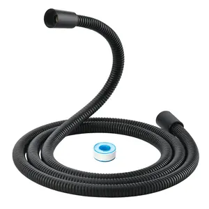 FEELSO Heavy Duty Stainless Steel Shower Hose, 59 Inches Kink-Free Extension Hose with PVC Inner Tube, G1/2 Universal Brass Connector, Matte Black, Comes with Waterproof Tape & Free Spiral Turbo Shower Head