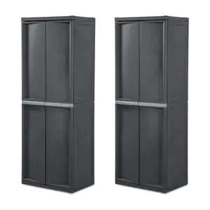 Sterilite Adjustable 4-Shelf Gray Garage Storage Cabinet With Doors, 2 Pack
