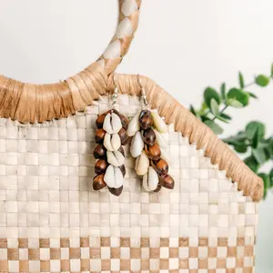 Marshallese Earrings - Mixed Cascading Light & Dark Alu Shells