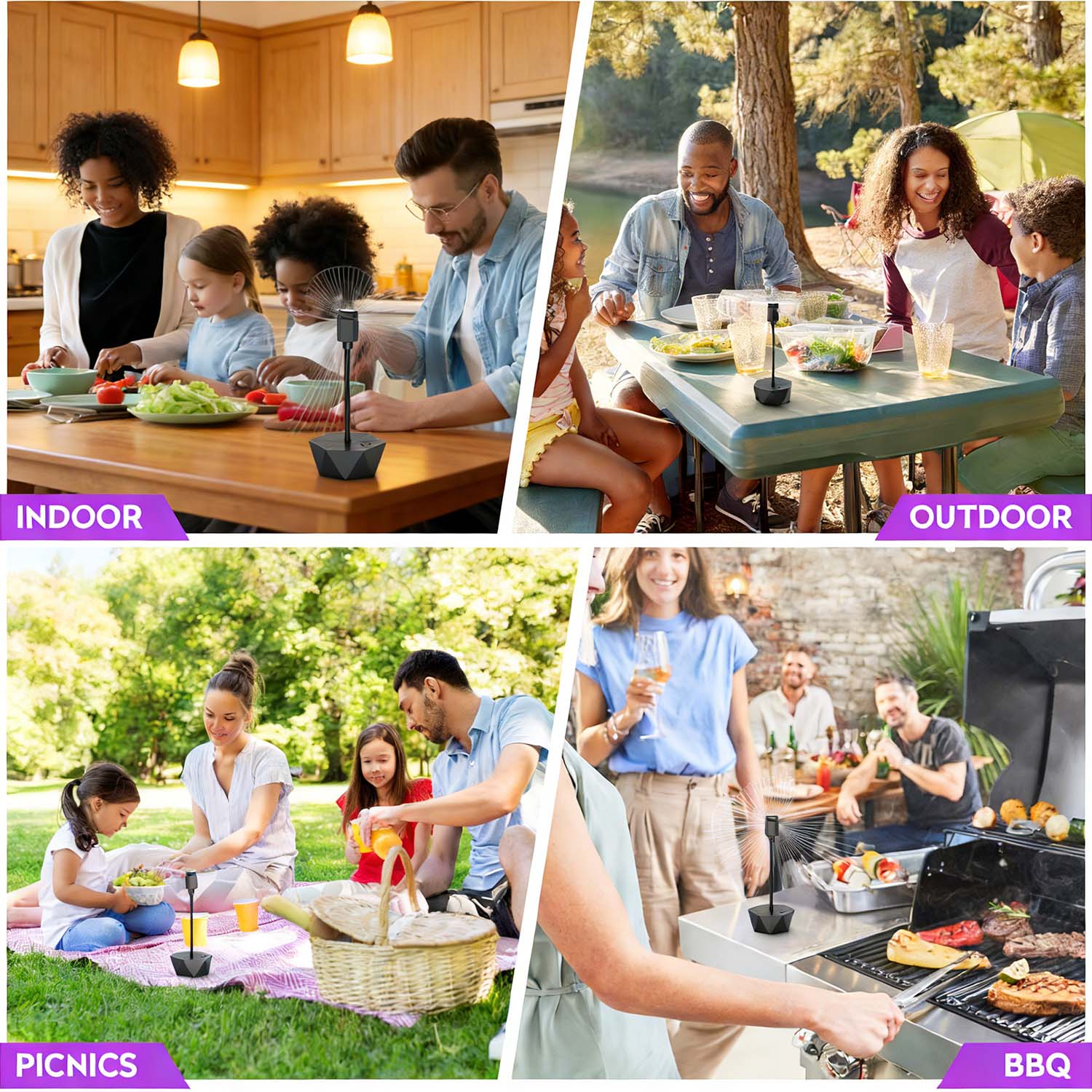 Fly Repellent Fans for Tables, Outdoor & Indoor Fly Deterrent Fans with Holographic Blades, Keep Flies Away for Picnic, Party, Restaurant, Kitchen, BBQ & Dining Tables