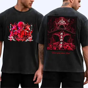 Jujutsu Kaisen Sukuna Anime Washed T-Shirt, Yuji Itadori Graphic Shirt– Curse Energy Design, Jujutsu Sorcerer Cosplay, Jujutsu Kaisen Merchandise