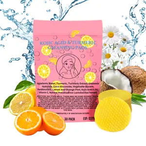 30 Pads Turmeric Kojic Acid Cleansing Pads  for Face, Turmeric Exfoliating Cleansing Pads, Mild and Non-irritating, Suit for All Skin Types