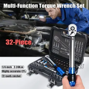 32 Pcs 1/4 Torque Wrench Set 72-Tooth High Precision Torque Wrench Car Repair Disassembly Tools Precision Torque Toolbox