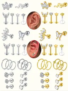 6-12Pcs Elegant 16G Cartilage Earrings for Women Men Stainless Steel Tragus/Helix/Conch/Forward Helix/Daith Piercing Jewelry Helix Pierced Ring Stud Hoop Earrings