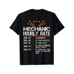 Graphic T-shirt Summer T-Shirts Funny Mechanic Hourly Rate Auto Repair Labor Rates T-Shirt Comfortable graphic tee viral Amazon find funny work shirt unisex casual oversized tee trendy everyday wear
