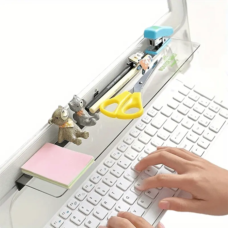1pc Transparent Computer Memo Board, Sticky Note Holder, Multifunctional Message Board for Cabinets, Shelves, Dressers, Desk Organizers, Office Desk Accessory, Office Accessories, Office Essentials