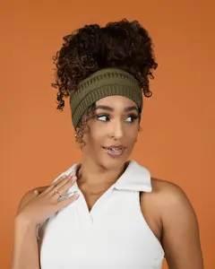 Olive Green Satin Lined Puff Beanie