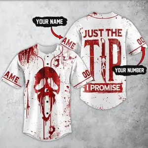 Ghostface Baseball Jersey – Just The Tip I Promise Halloween Shirt, Everyday Wear, No Fuss Style, Go-To Outfit, No Thinking