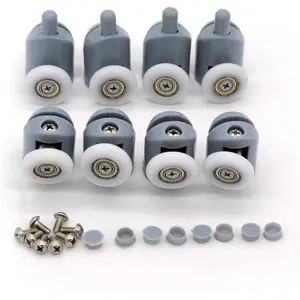 Shower Door Rollers Set of 8 Single Shower Door Runners Wheels Pulleys Guides 23mm Diameter Home Bathroom DIY Replacement Parts 4 Upper Rollers and 4 Bottom Rollers