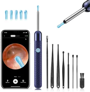 Wax Removal, Cleaner with Camera with 1080P, Otoscope with Light, Wax Removal Kit with 6 Pick, Camera for iPhone, iPad, Android Phones (Blue)