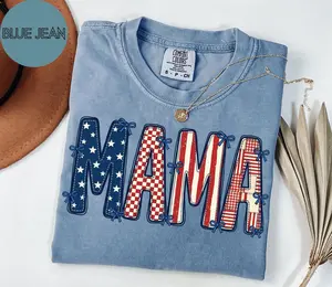 Patriotic Mama Shirt 4th of July Mama Tee USA Flag Mama Shirt Red White Blue Mom Shirt Cute Mama Shirt Independence Day Tee