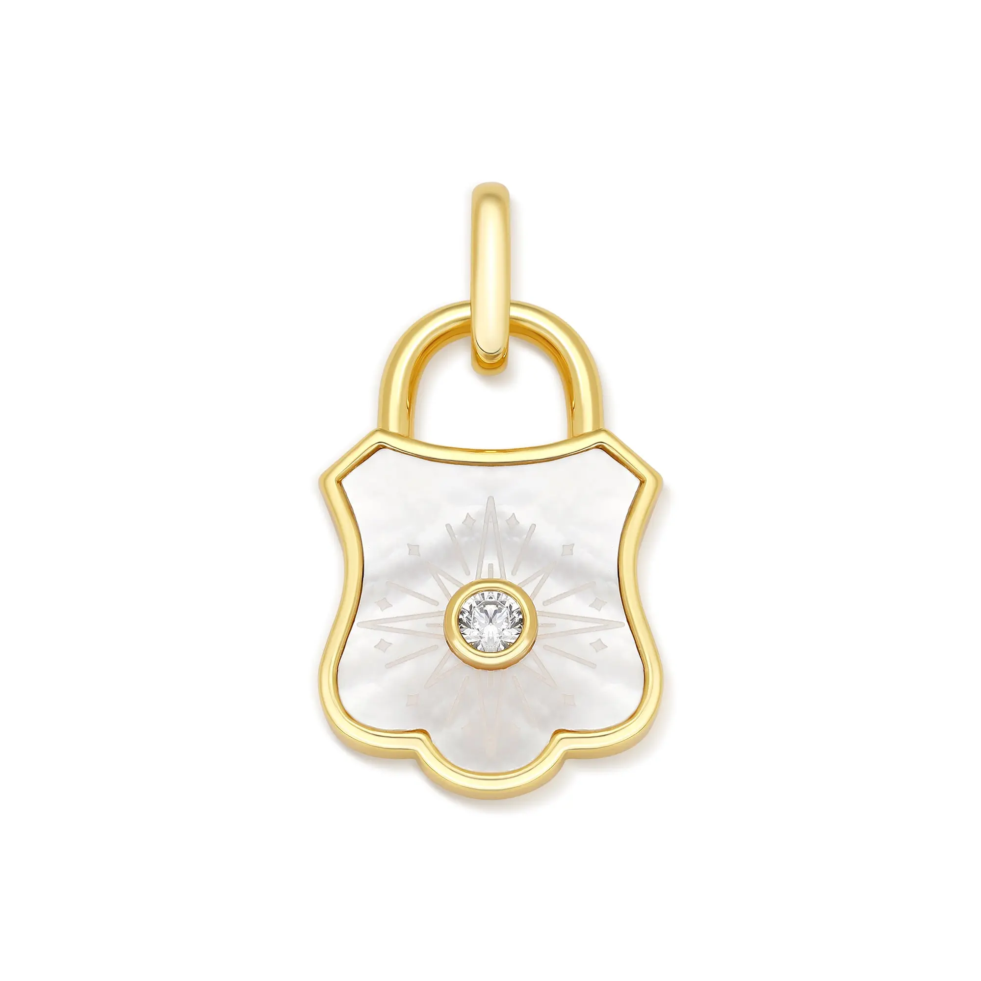 PADLOCK CHARM PENDANT WITH MOTHER OF PEARL