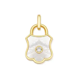 PADLOCK CHARM PENDANT WITH MOTHER OF PEARL