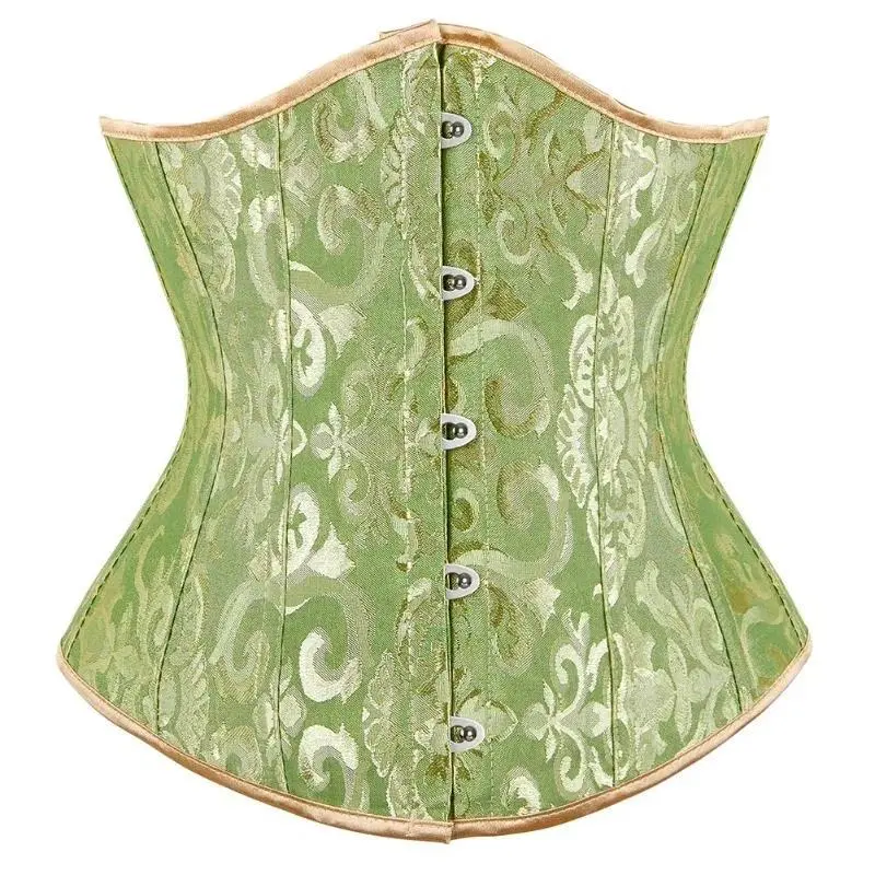Underbust Corset for Women, Vintage Gothic Jacquard Shapewear with Waist Training Compression and Ribbon Lace-Up Back, Tops