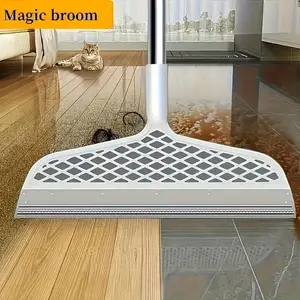 Magic Broom, Silicone Scraper for Cleaning Hard Floors and Carpets, Interior Plastic Handle Broom for Stains and Spills Cleaning, Household Items