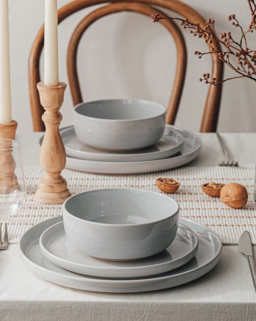 12 Pieces Dinnerware Sets, Dishes Set For 4, Plates And Bowls Set, Perfect For Your Friend For Housewarming, Thanksgiving, Christmas