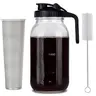 Glass Cold Brew Iced Coffee Maker, 64 oz, with Stainless Steel Filter and Cleaning Brush, Leakproof Heavy Duty Glass Tea Pitcher