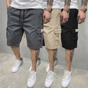3-pack men’s solid-color cargo shorts: loose fit, comfortable, drawstring waist; multifunctional—suitable for everyday casual wear, work, and leisure activities across various occasions. Men’s work shorts, men’s freight shorts.