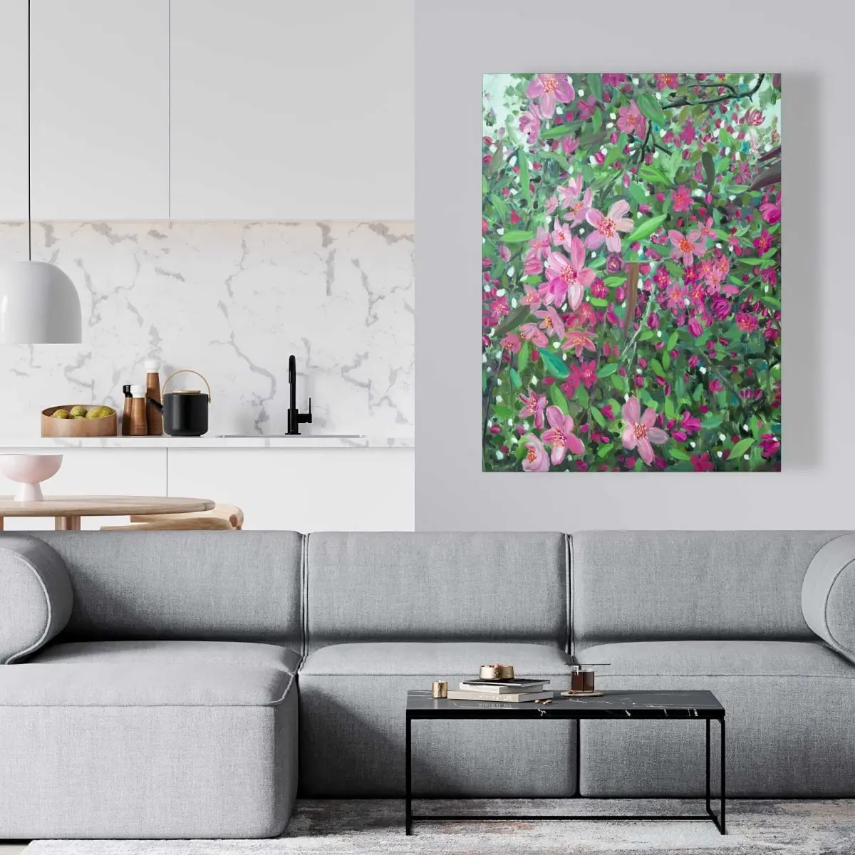 Begin Home Decor C1RC3648SG9BGZ 36 x 48 in. Cherry Tree Blooming - Pink Flowers Canvas for Home Decor