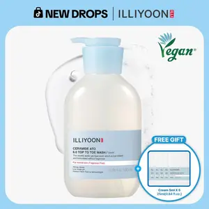 [ILLIYOON][New Drops] 3-In-1 Ceramide Ato 6.0 Top to Toe Wash(Shampoo+Face+Body) - Mild Cleanser for Baby body, 16.9 fl oz (500ml) summervibe