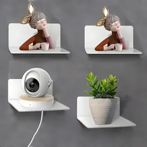 2-Pack Wall-Mounted Floating Shelves, Acrylic Display Rack, No Drilling Required, Easy Installation, Small Decorative Storage for Bathroom, Wall Mounted Shelf