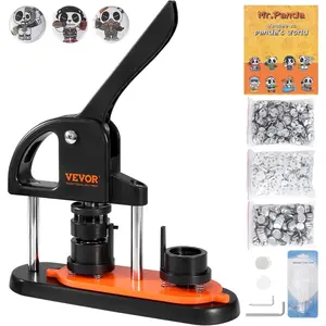 TikTokShopBlackFridayVEVOR Button Maker Machine, 25mm/1 inch Button Maker with 500pcs Button Parts, Ergonomic Arc Handle Punch Press Kit, Pin Maker with Panda Magic Book, for Children DIY Gifts and Christmas