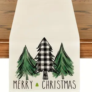 1 PC, Christmas Tree Pattern Table Runner, Suitable For Holiday Home Decoration, As Well As Accessories For Indoor And Outdoor Holiday Gatherings