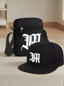 Trendy Letter Pattern Print Unisex Baseball Cap and Crossbody Bag Set, Adjustable Snapback Cap, Street Fashion Outdoor Sports Hat and Shoulder Bag, Adjustable Gift