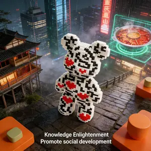 Valentine's Day Heart Bear 3D Puzzle Building Blocks Decoration, Home Office Shelf Decor, Party Tabletop Display, Perfect Gift