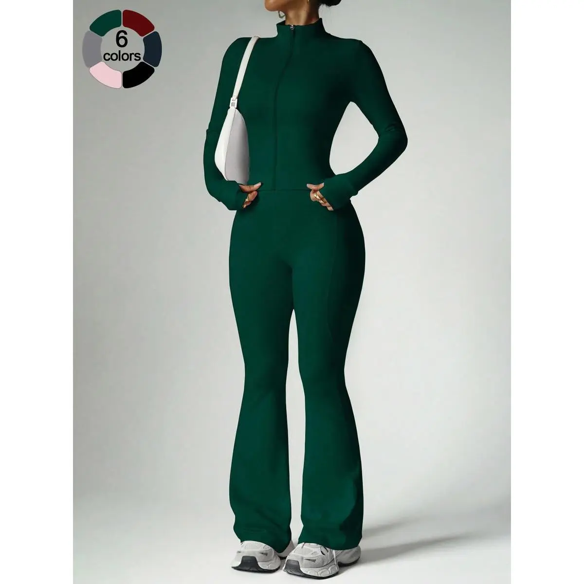 Women's Sporty Workout Set, Seamless Long Sleeve Top with Slimming Neckline and High-Waist Sculpting Leggings, Elastic Gym Clothing, Sporty Sports Clothing Sets