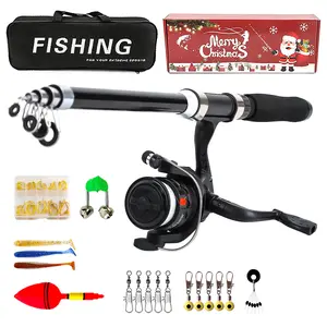 Extendable Fishing Rod Spinning Reel Set with Full Bait Hooks Accessories Storage Bag, Ideal for Freshwater Saltwater Beginners, Fishing Tackle Kit