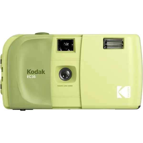 KODAK EC35 35mm Film Camera 35mm, Reusable, Focus-Free, Built-in Flash, Slide Cover, Beginner Friendly (Film & AA Battery are not Included) - Avocado Green