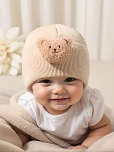 Newborn Bear Knit Hat for Babies 1-3 Years Old, Warm Winter Beanie for Outdoor Use, Casual Daily Commute Cap, Moderate Fabric Thickness