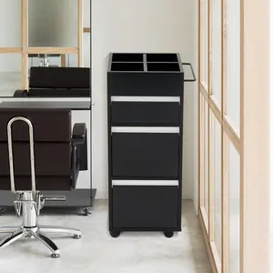BarberPub Salon SPA Trolley with Square Storage Lattice Barber Cart Organizer 2039