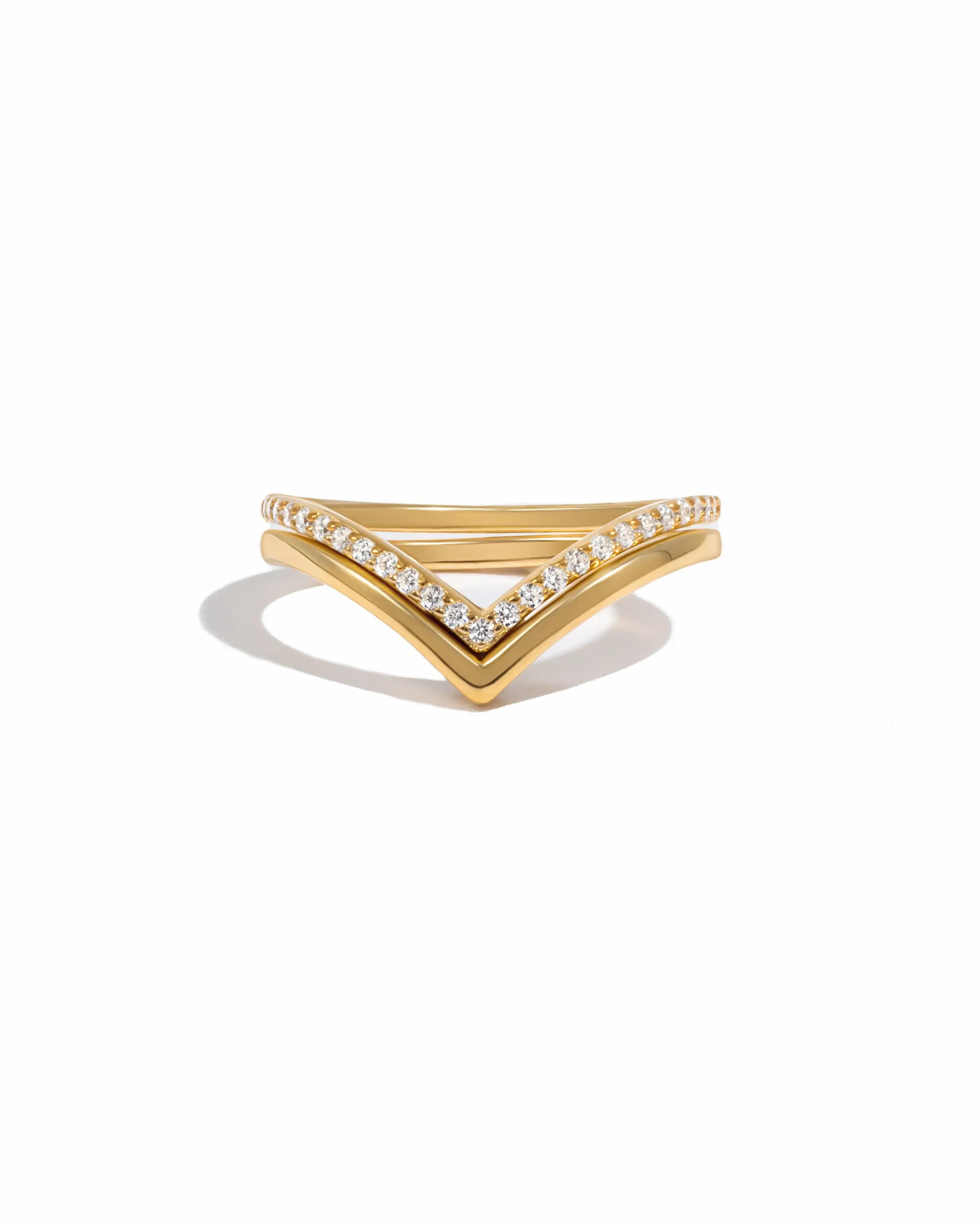 Sami Jewels Chevron Ring Set, 925 Sterling Silver Ring, 14K Gold Plated Ring, Stacking Ring Set, Simple Band Silver Ring Set, Stackable Gold Plated Cubic Zirconia Rings
