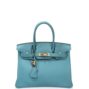 Pre-owned HERMÈS Leather tote bags Hermes Birkin 30 Togo 7B Turquoise (md060426a1)