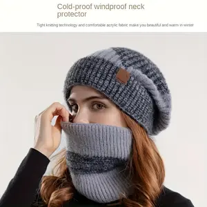 Winter Knitted Hat and Scarf Set for Men and Women, Thick Wool Beanie with Windproof Design, 5 Color Options, Ideal Gift Choice