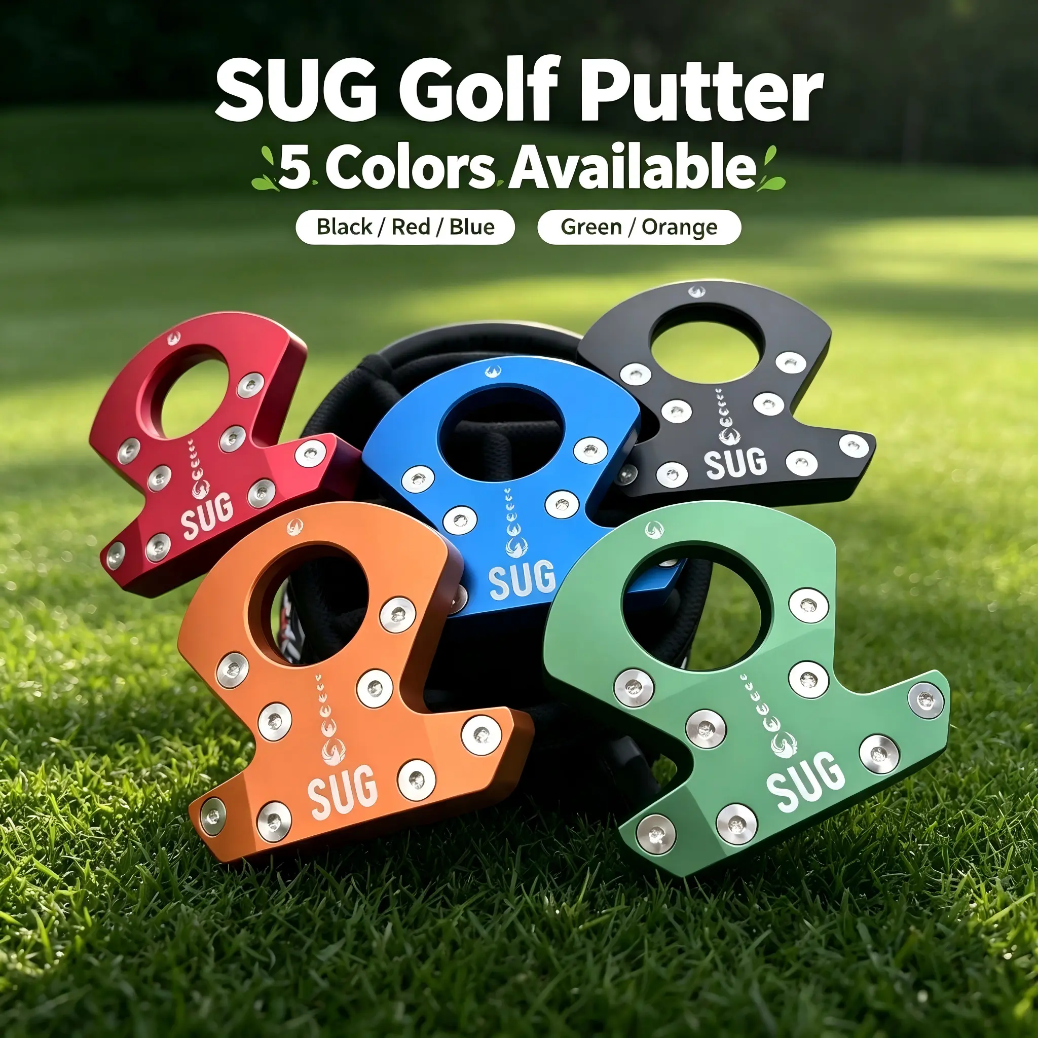 SUG Mallet Golf Putter for Beginner Golfers, 34/35 in Length, Aluminum Head, Non-Slip Grip, High Stability Aim-Assist, Anti-Offset Low-Gravity Design, Black and Purple Color Golf Driver Hot Complete Golf Set