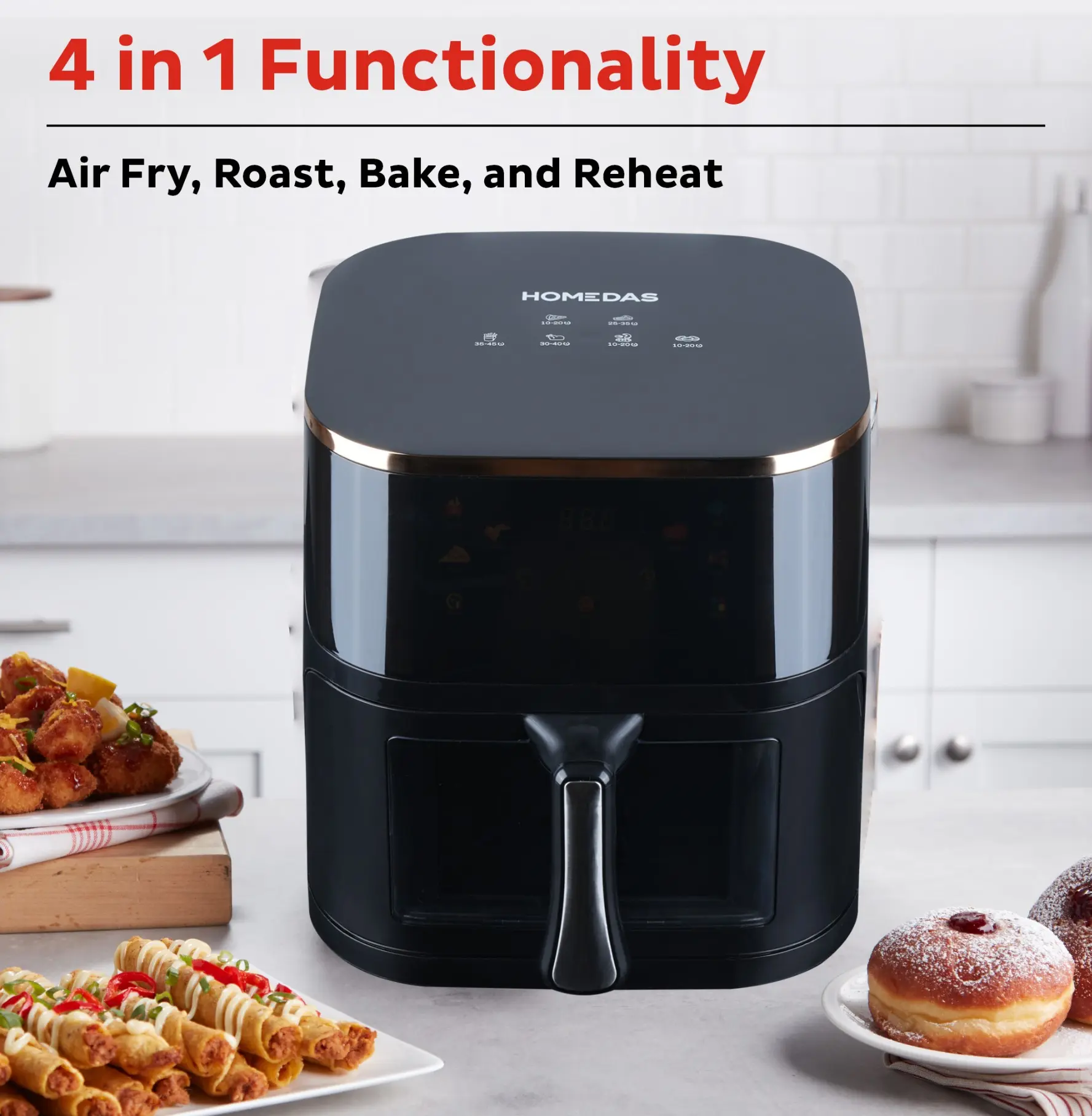 Household Oil-Free Air Fryer with Clear View Window, US Standard 3 Pin Plug 21-1 Multifunctional Cooking Fryer