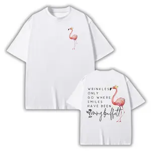 Wrinkles Only Go Where Smiles Have Been Shirt, Flamingo Beach Tee, Jimmy Buffett Tribute, Tropical Vacation Shirt, Soft Cotton, Sizes S–5XL