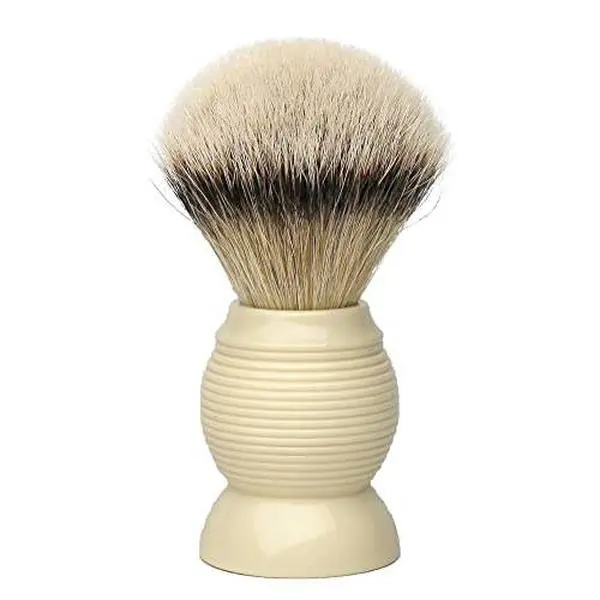 G.B.S Silvertip Synthetic Shaving Brush, Faux Ivory with Stainless Brush Stand, Knot Soft Bristle Grooming Professional Durable Convenient Brush Comfort