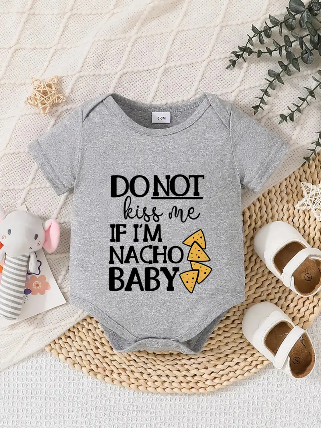 Newborn Short Sleeve Jumpsuit, Unisex Summer Letter Print, Soft Skin-Friendly Fabric, Cute H-Type Design, Daily Wear Baby, Newborn Onesies