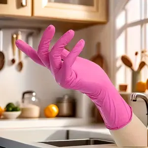 20/50pcs Pink Disposable PVC Gloves, Kitchen Cleaning, Household Tools, Clean Products, One-Use Gloves for Home Use, Work Gloves