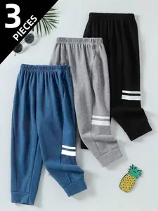 Three-Piece Set, Two-Bar Print Geometric Waffle Sweatpants, Lightweight Ankle-Length Pants for Spring & Summer, Comfortable and Versatile for Daily Wear