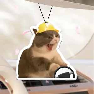 Cartoon Cat Design Car Air Freshener, Car Rear-view Mirror Hanging Aromatherapy Tablet, Car Interior Decoration Accessories for Car, Home, Office, Car Interior Diffusers