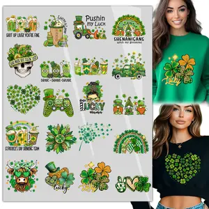 20sheet st. patrick's day Iron on Decals for T Shirts Heat Transfer Design, Green Iron on Transfers Crafts Pattern Iron on Patches for Clothing Hoodies, DIY Supplies Ready to Press