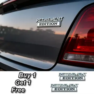 Buy One Get One Free Car Metal Side Panel Badge, Retirement Edition Emblem Sticker for Cars Trucks Suvs Motorcycles, Auto Body Decal