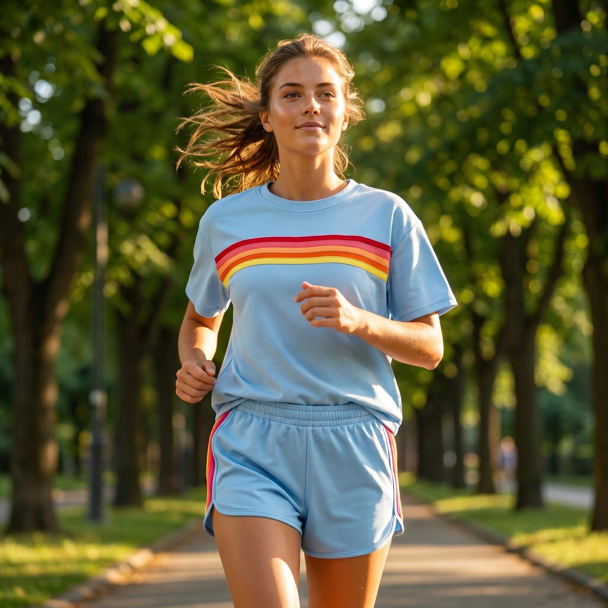 Women's Short 2-Piece Rainbow Strip Outdoor Sportswear Set - Loose Fit Crop Top & Bottoms, Solid Round Neck, Short Sleeves, Lightweight Breathable Blend Clothing, Baby Blue, Baseball Use, Light Spandex Women's Clothes tiktokshopspringglowup, 2 Piece Sets, Women's Short 2-Piece Rainbow Strip Outdoor Sportswear Set - Loose Fit Crop Top & Bottoms, Solid Round Neck, Short Sleeves, Lightweight Breathable Blend Clothing, Baby Blue, Baseball Use, Light Spandex Women's Clothes tiktokshopspringglowup, 2 Piece Sets,