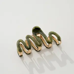 Jade Green Squiggle Claw Clip - Large